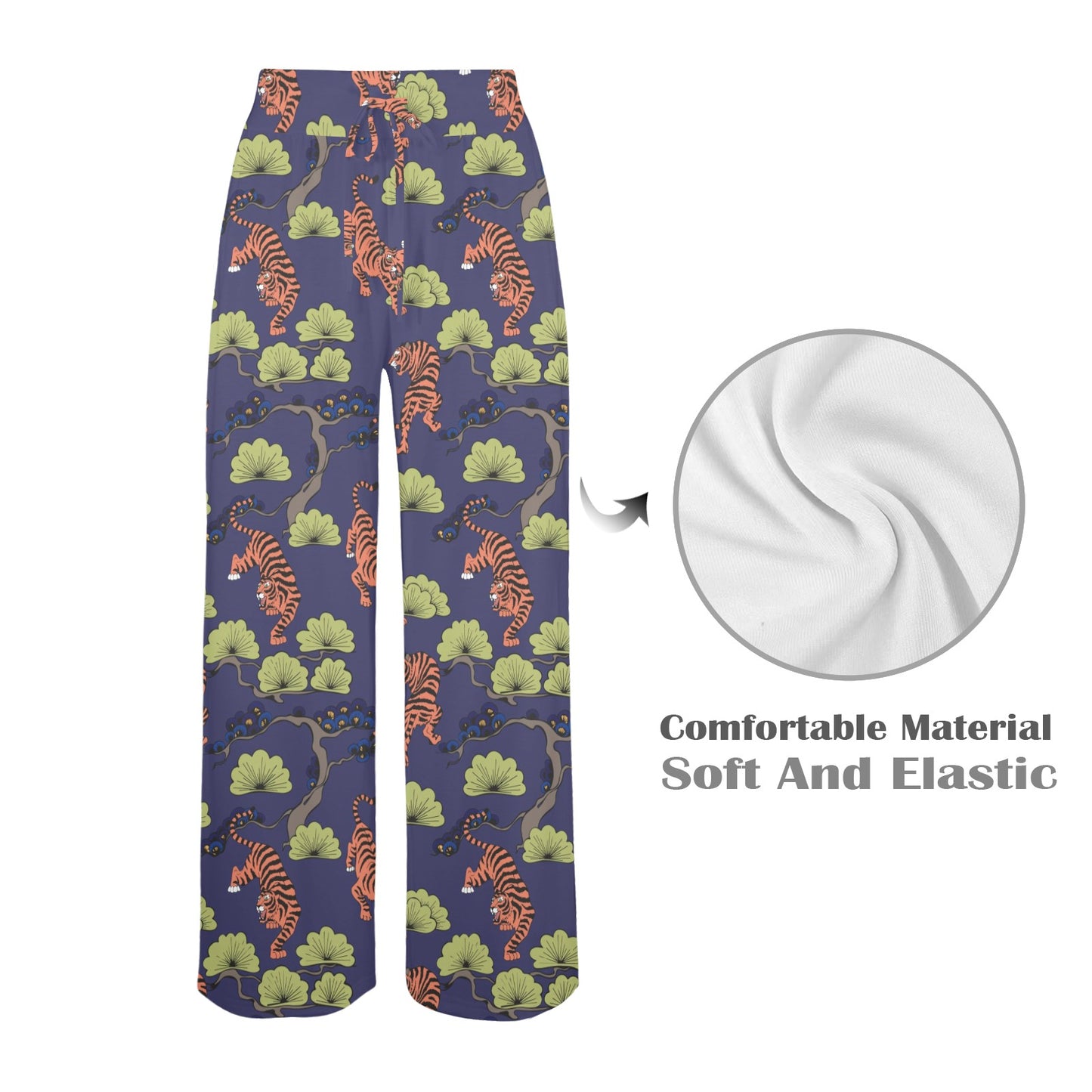 Tiger Pattern Japan Style Women's Wide Leg Lounge Pants