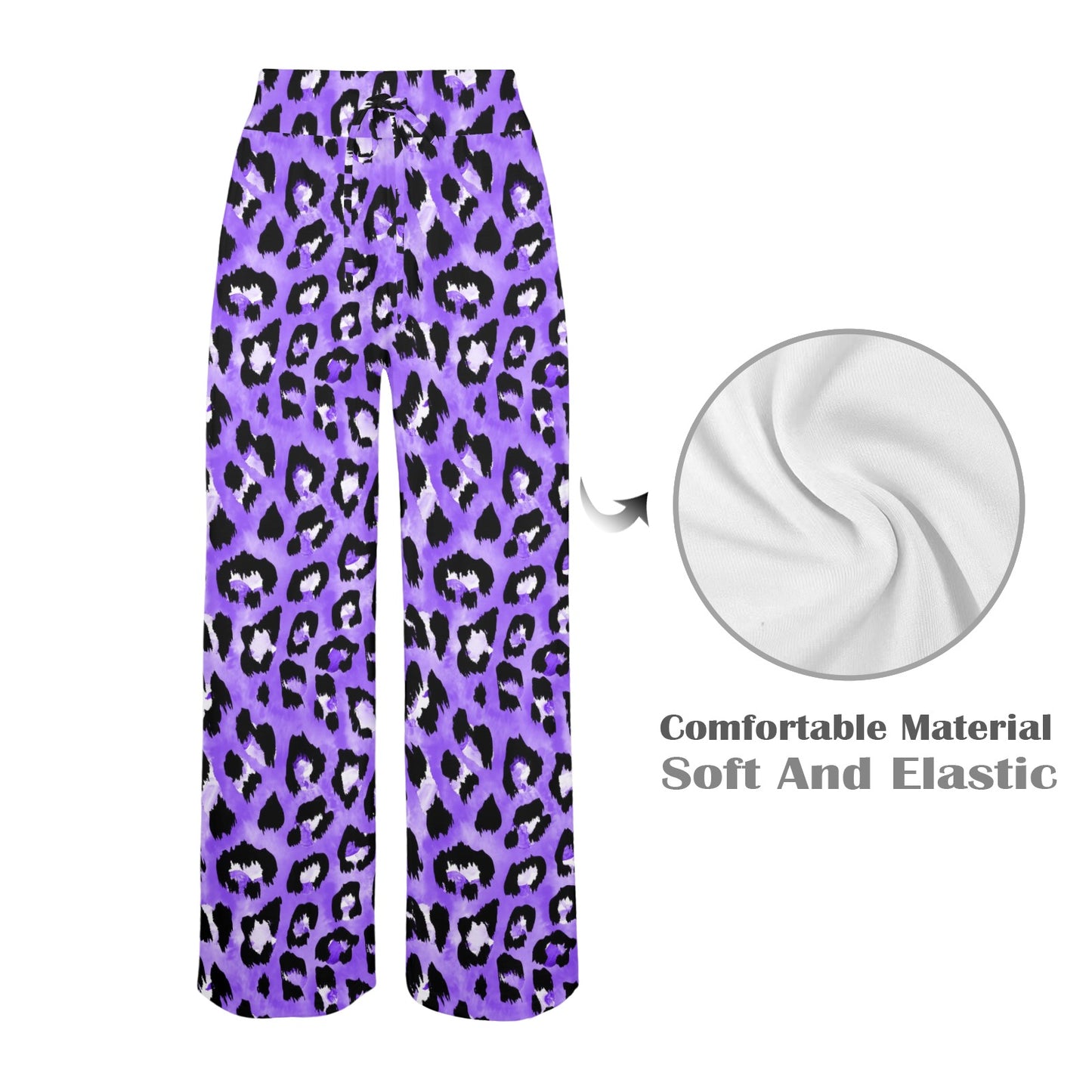 Leopard Purple Skin Print Women's Wide Leg Lounge Pants