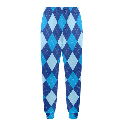 Argyle Blue Pattern Print Design 02 Men's Casual Track Pants