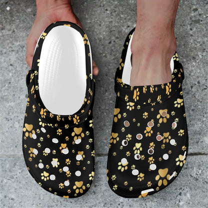 Paw Gold Print Unisex Clogs Shoes