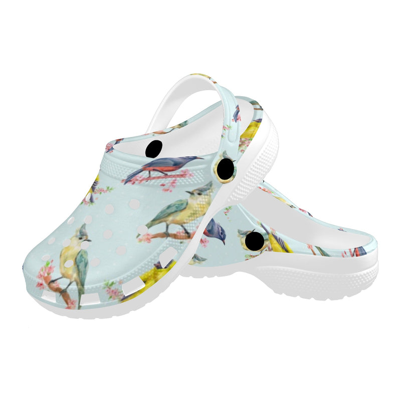 Bird Sweet Themed Print Pattern Unisex Clogs Shoes