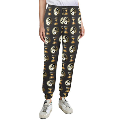 Yin Yang Skull Themed Design Print Women's Casual Track Pants