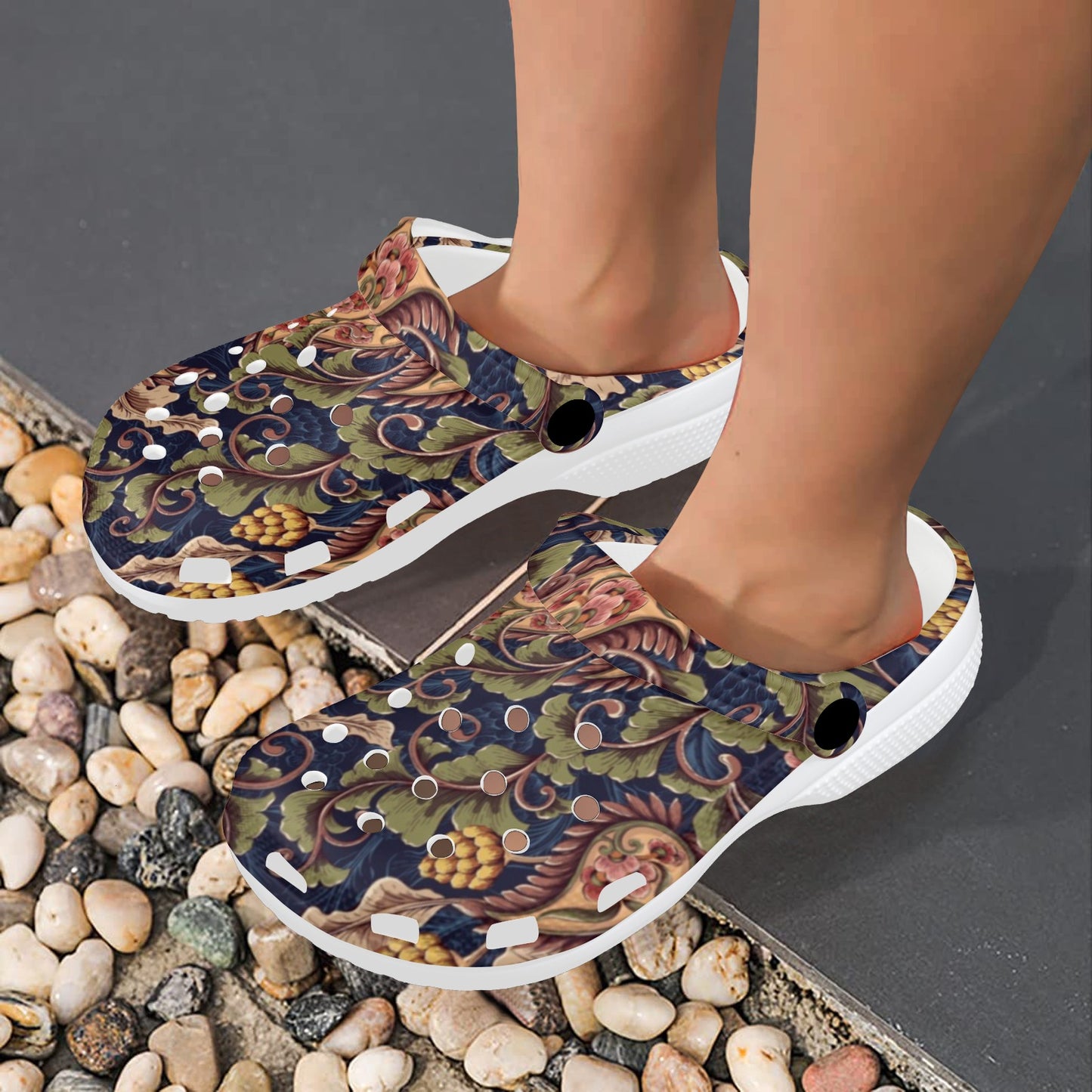 Floral Vintage Classic Print Unisex Clogs Shoes