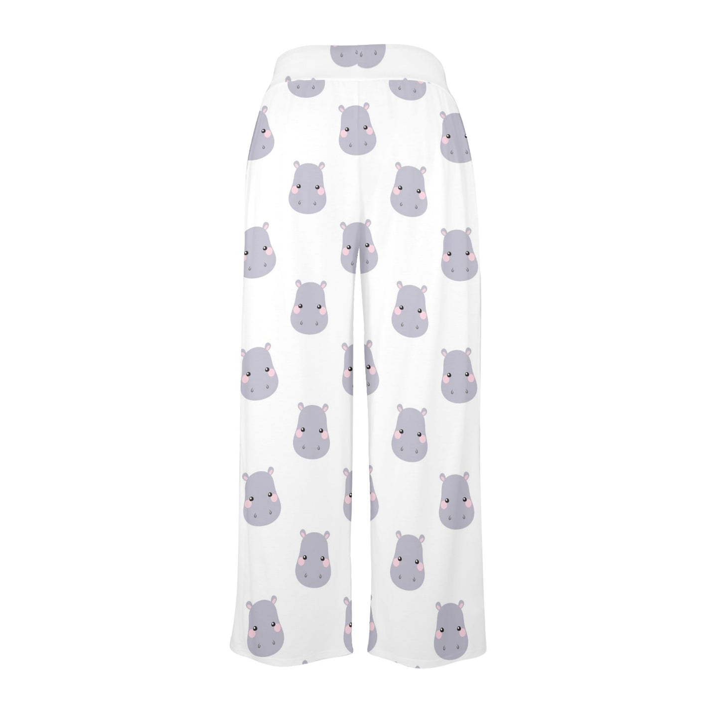 Hippo Design Print Pattern JJ0350 Women's Wide Leg Lounge Pants