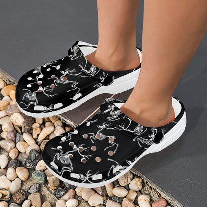 Deer Skeleton Print Pattern Unisex Clogs Shoes
