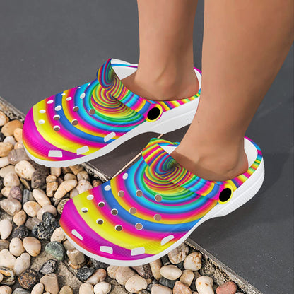 Vortex Twist Swirl Rainbow Design Unisex Clogs Shoes