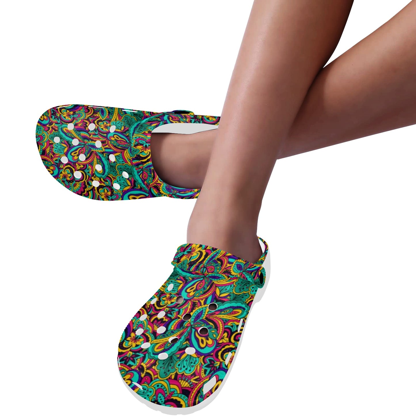 Psychedelic Trippy Floral Design Unisex Clogs Shoes