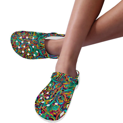 Psychedelic Trippy Floral Design Unisex Clogs Shoes