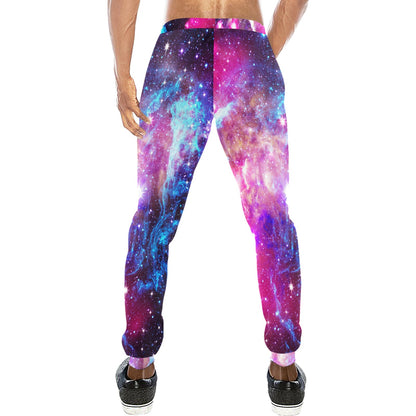 Galaxy Night Purple Space Print Men's Sweatpants