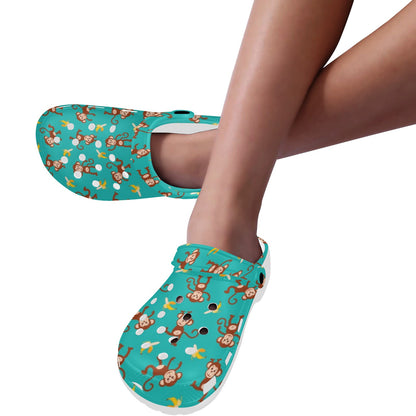 Monkey Banana Design Themed Print Unisex Clogs Shoes