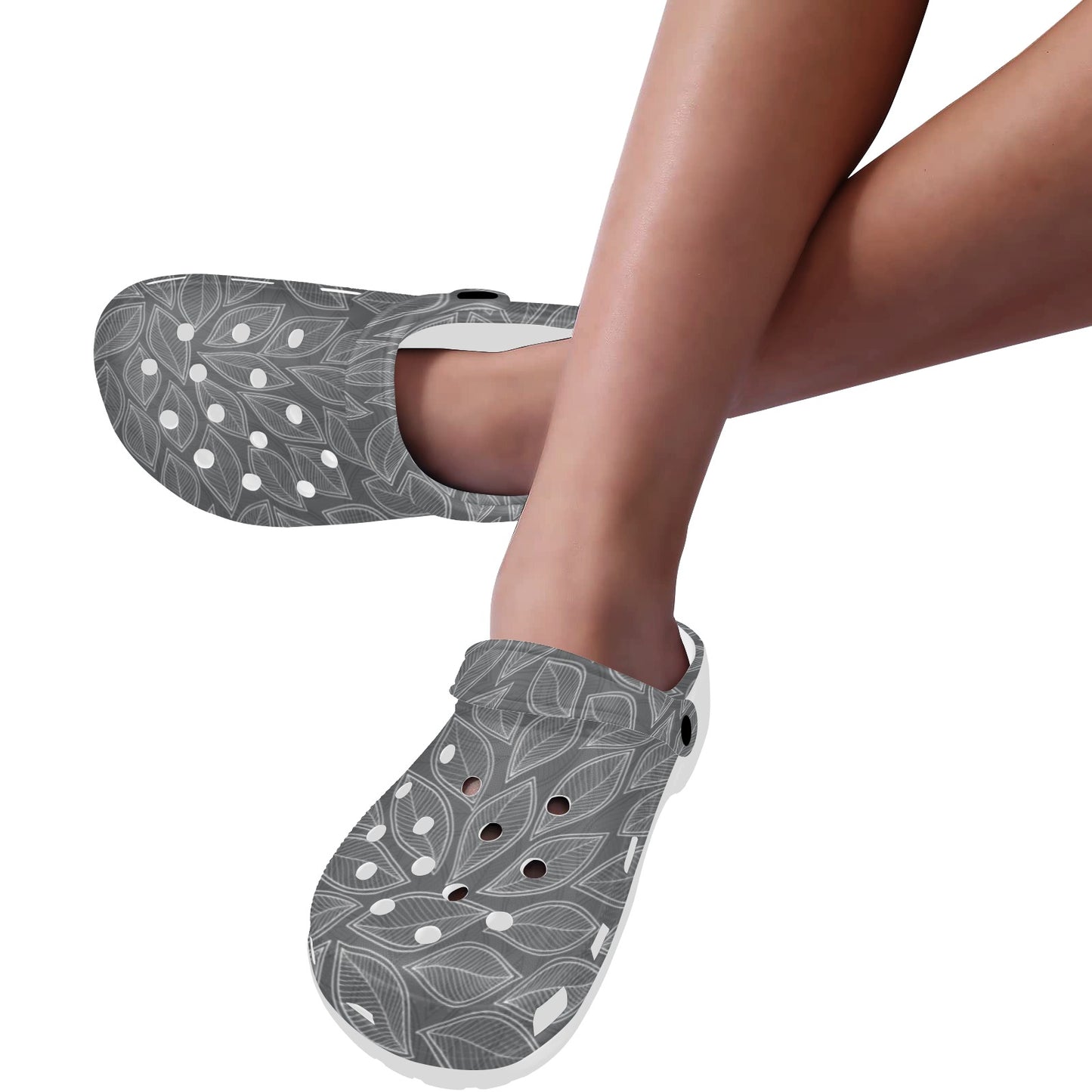 Elm Leave Grey Print Pattern Unisex Clogs Shoes
