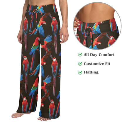 Macaw Pattern Print Design 04 Women's Wide Leg Lounge Pants