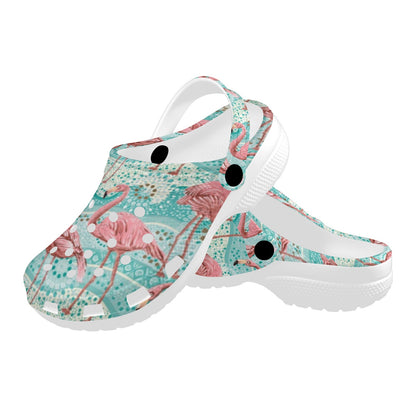 Flamingo Background Themed Print Unisex Clogs Shoes