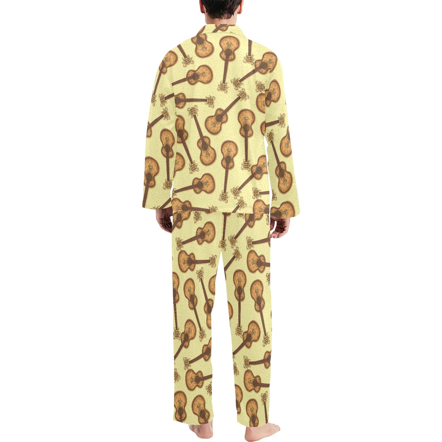 Acoustic Guitar Print Design LKS402 Men's Long Pajama Set