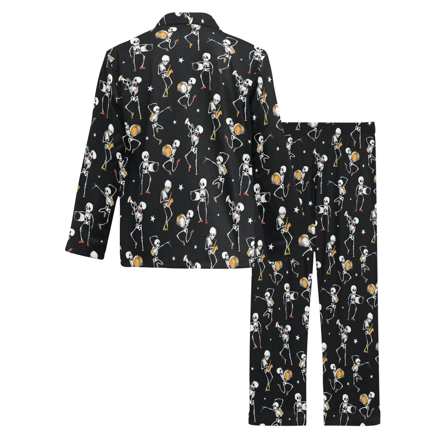 Skeleton Dance Print Men's Long Pajama Set
