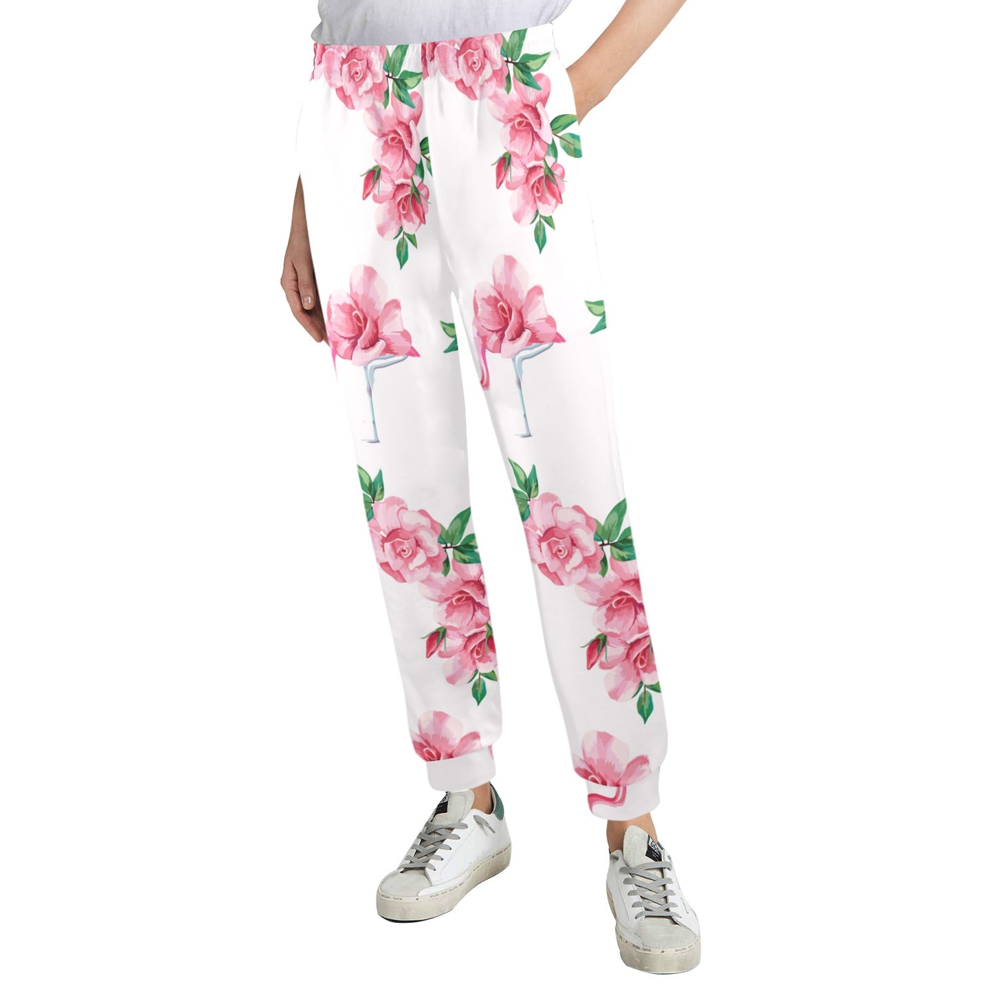 Flamingo Rose Pattern Women's Casual Track Pants