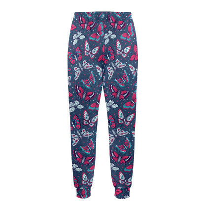 Butterfly Red Deep Blue Print Pattern Men's Casual Track Pants