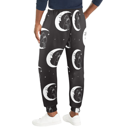 Moon with Cat Pattern Print Design 04 Men's Casual Track Pants