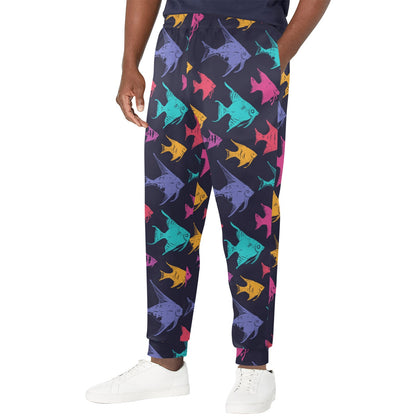 Angelfish Colorful Pattern Print Design 03 Men's Casual Track Pants