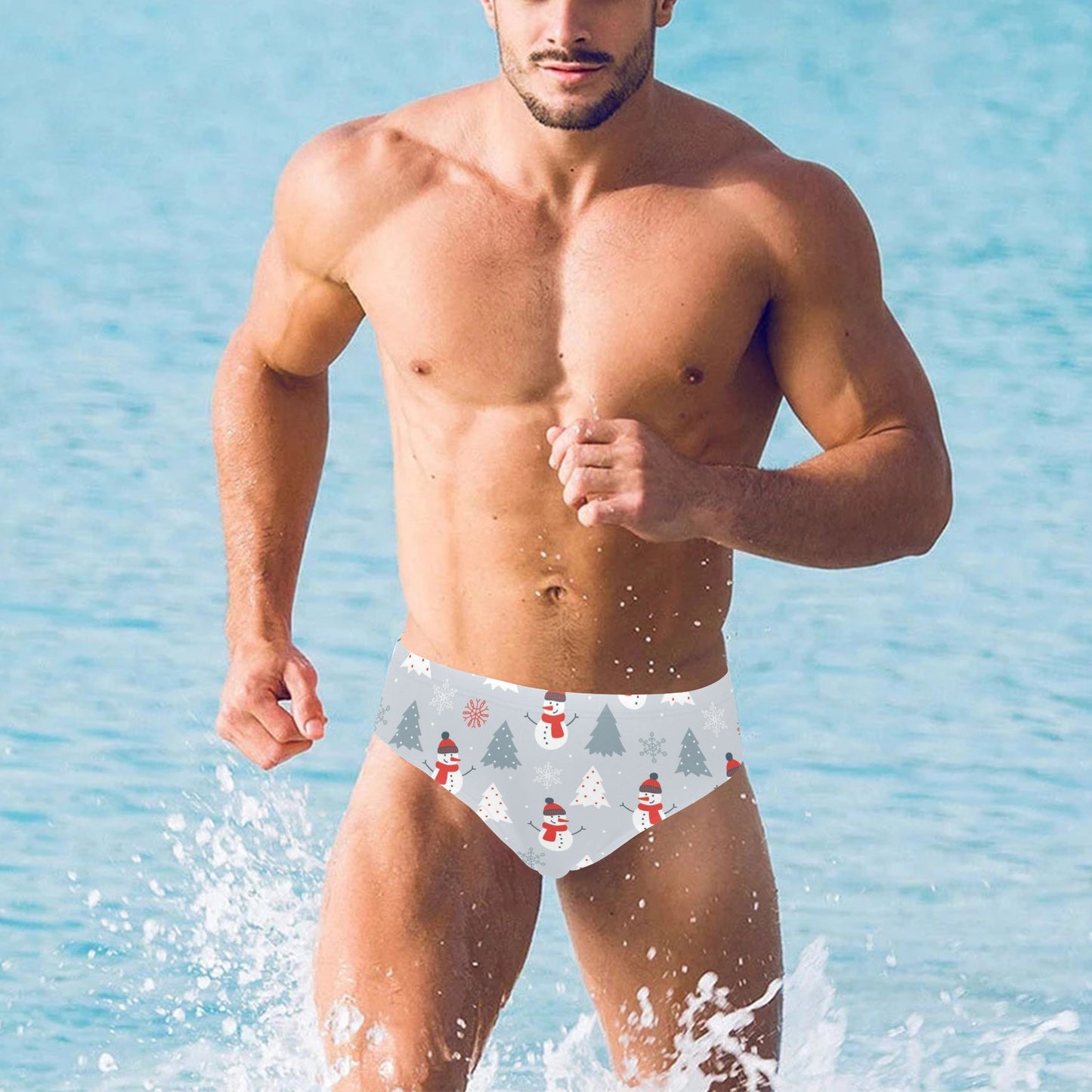 Snowman Print Design LKS302 Men's Swimming Briefs