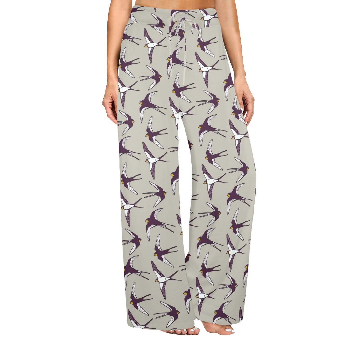 Swallow Bird Pattern Print Design 03 Women's Wide Leg Lounge Pants