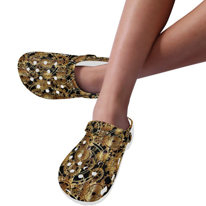 Steampunk Gear Design Themed Print Unisex Clogs Shoes