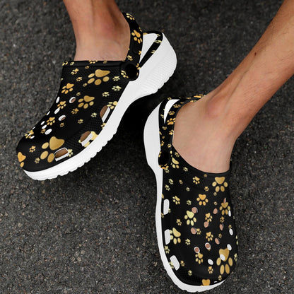 Paw Gold Print Unisex Clogs Shoes