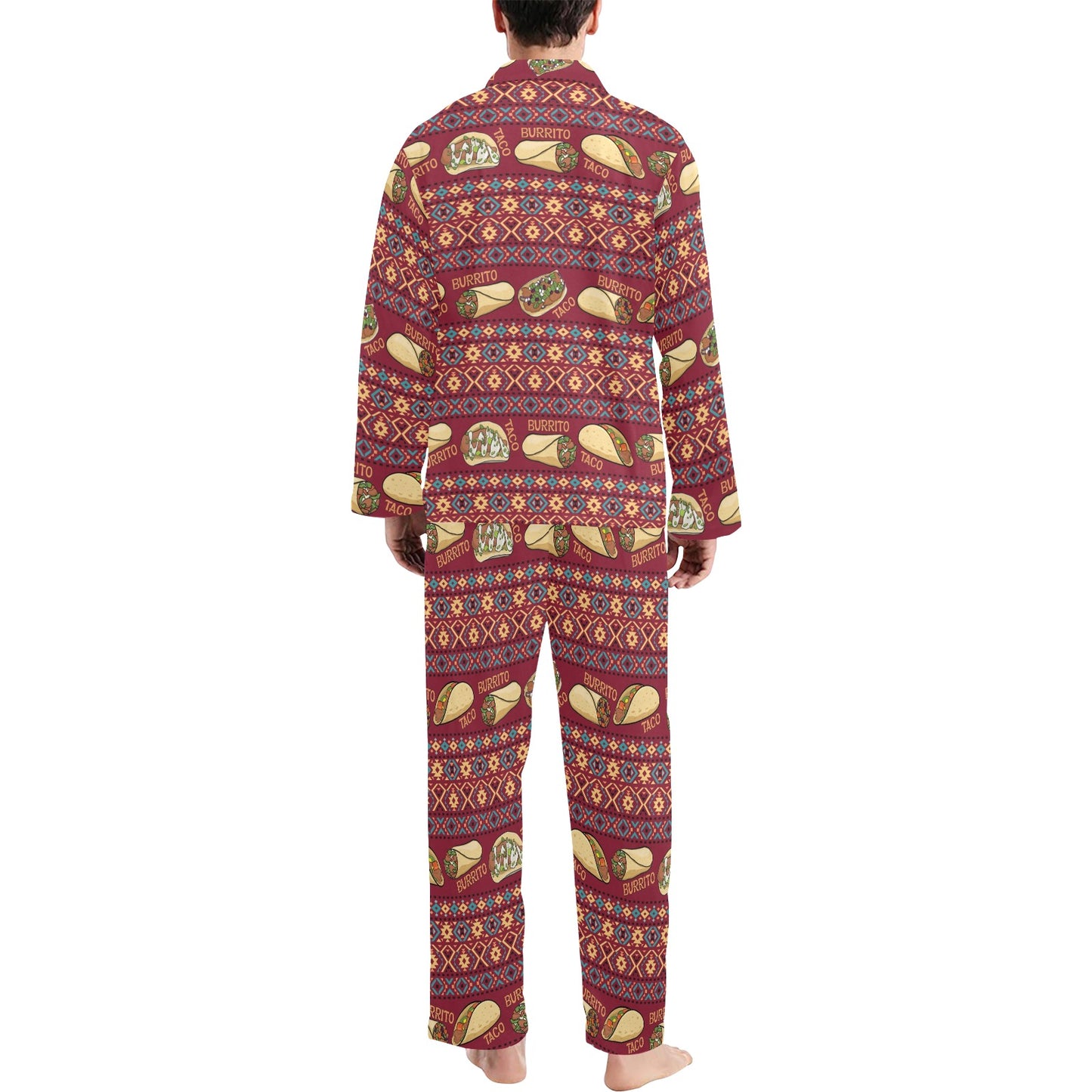 Burrito Taco Print Design LKS302 Men's Long Pajama Set