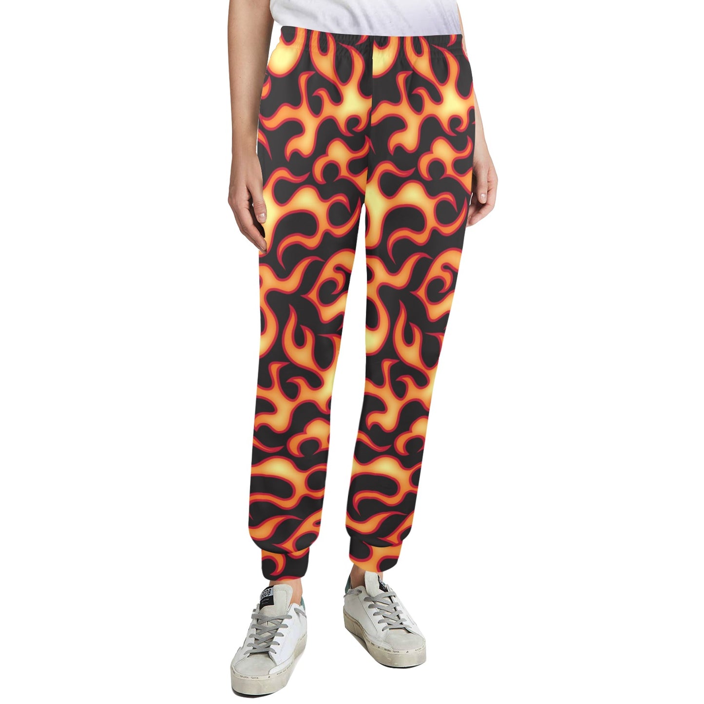 Flame Fire Themed Print Women's Casual Track Pants