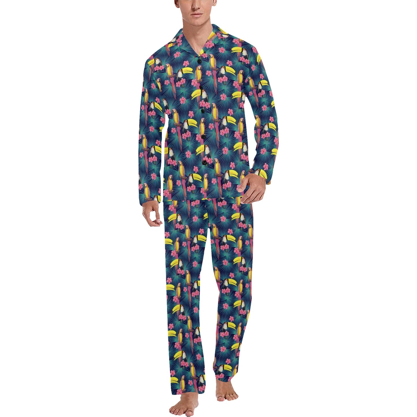 Toucan Parrot Design Men's Long Pajama Set