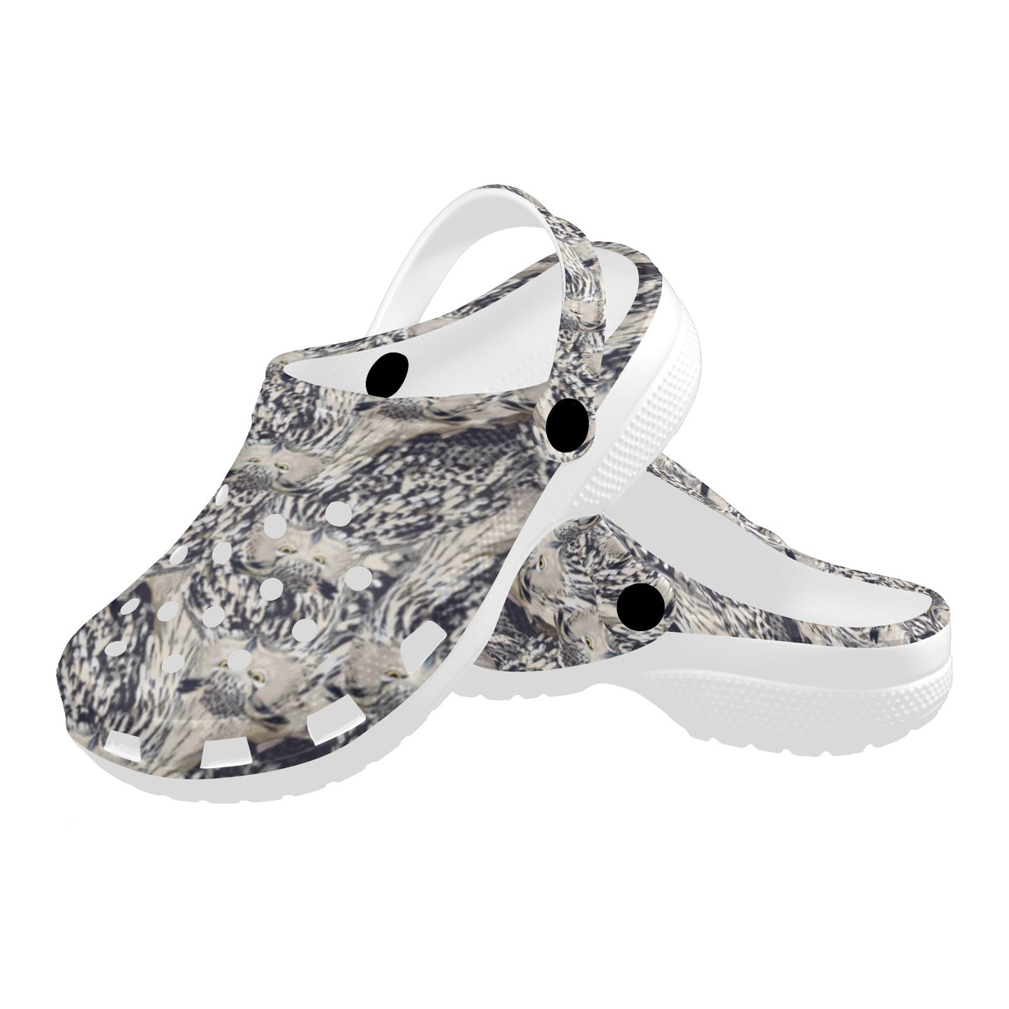 Owl Realistic Themed Design Print Unisex Clogs Shoes