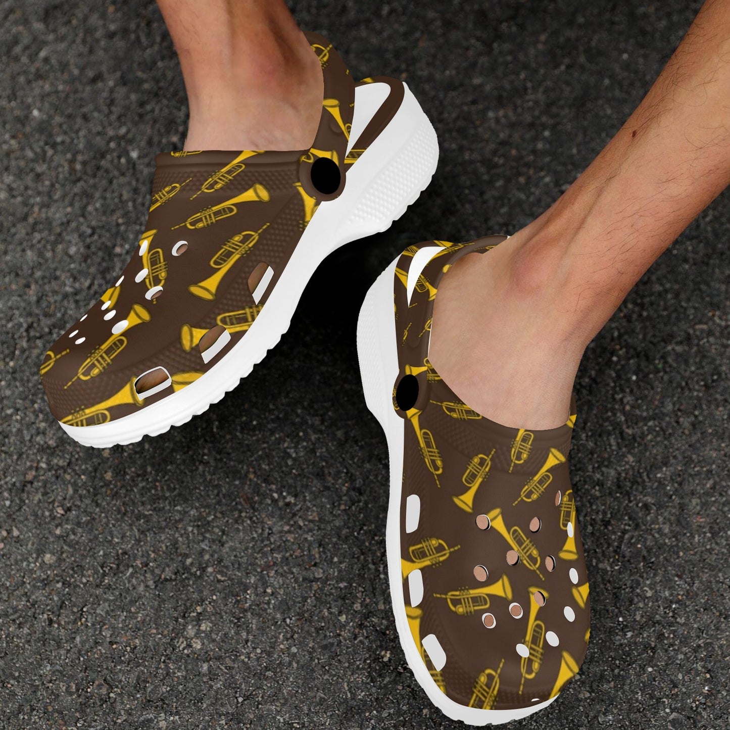 Trumpet Pattern Design Print Unisex Clogs Shoes