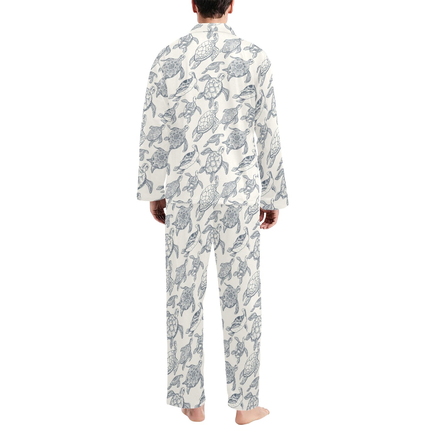 Sea Turtle Print Design LKS304 Men's Long Pajama Set