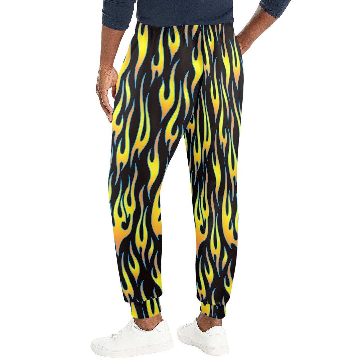 Flame Fire Yellow Pattern Men's Casual Track Pants