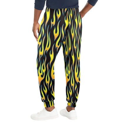 Flame Fire Yellow Pattern Men's Casual Track Pants