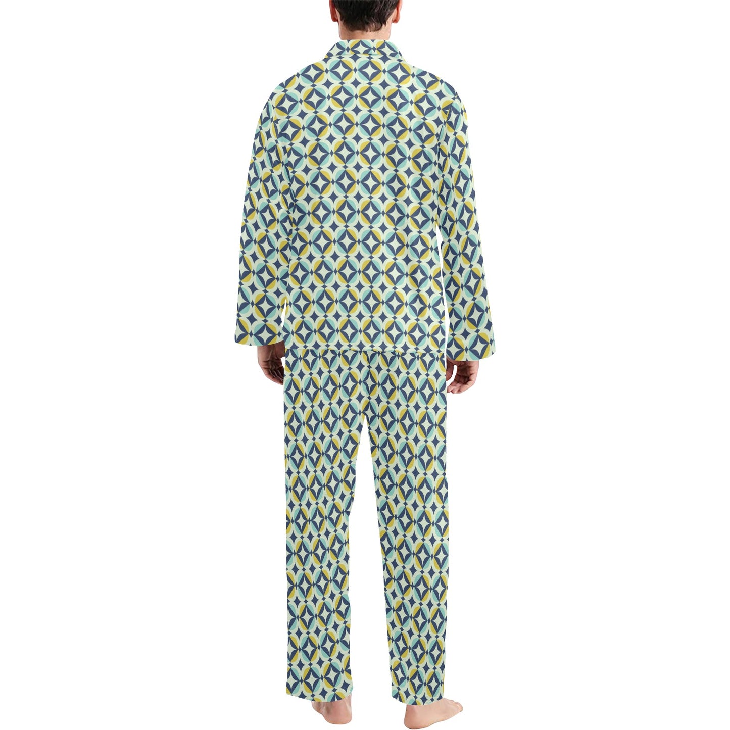 Swedish Design Pattern Men's Long Pajama Set