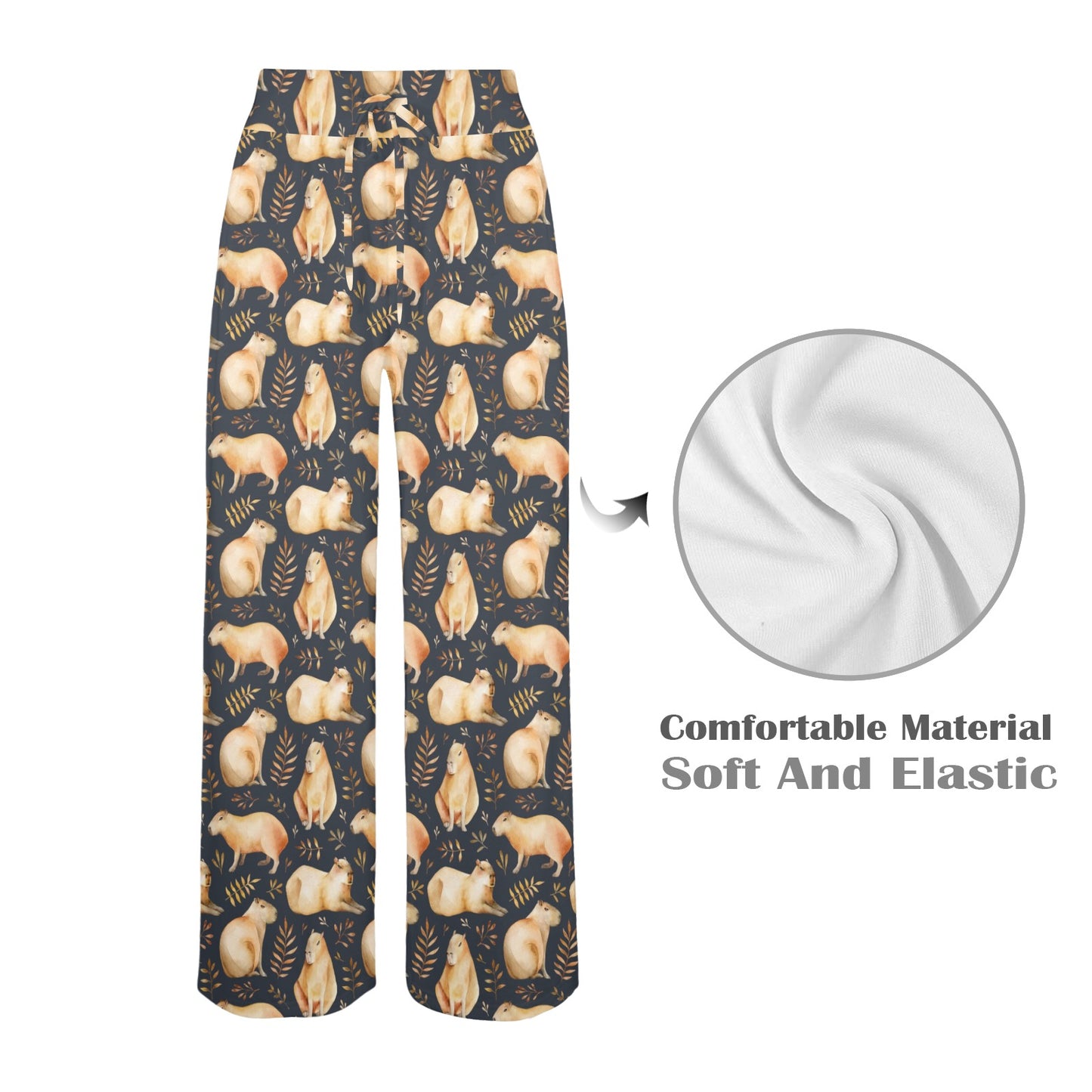 Capybara Pattern Print Design 02 Women's Wide Leg Lounge Pants
