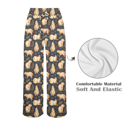 Capybara Pattern Print Design 02 Women's Wide Leg Lounge Pants