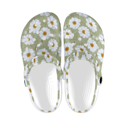 Daisy Yellow Print Pattern Unisex Clogs Shoes