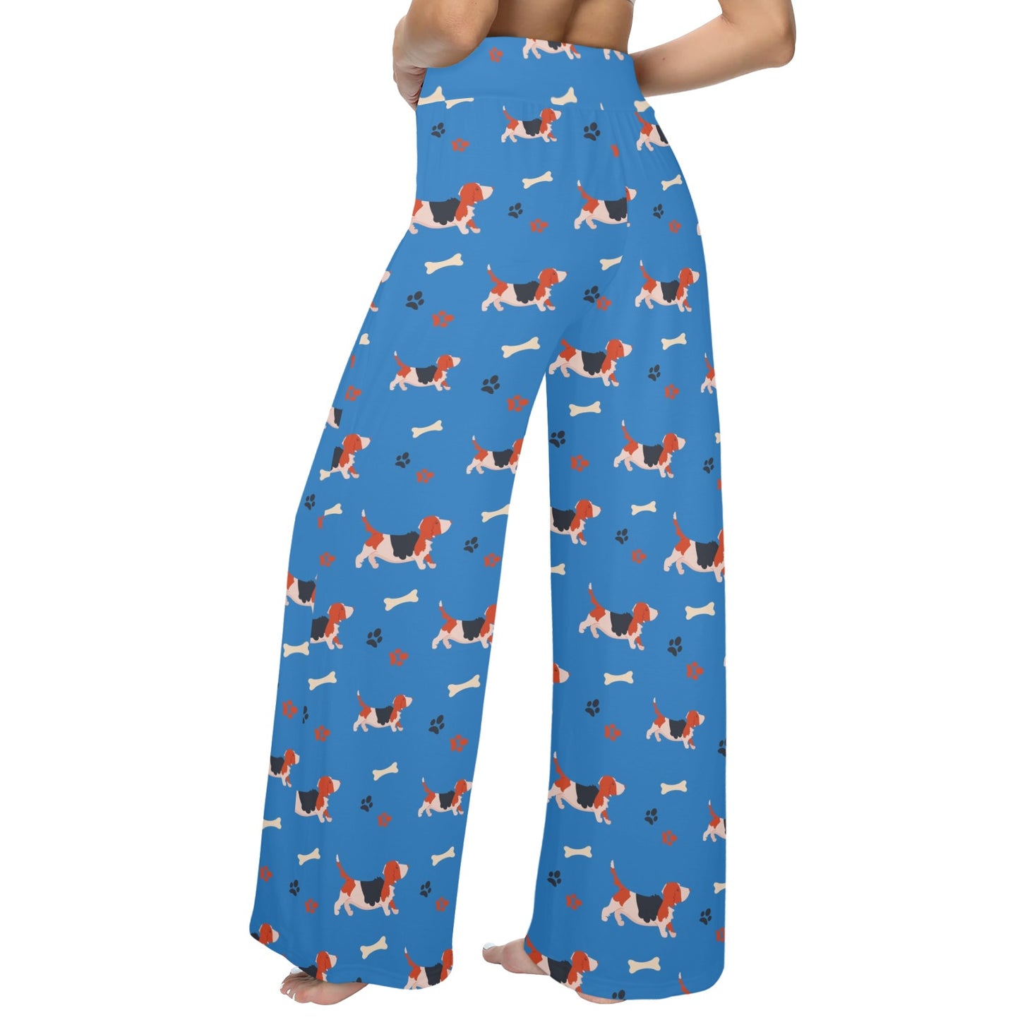 Basset Hound Pattern Print Design 02 Women's Wide Leg Lounge Pants