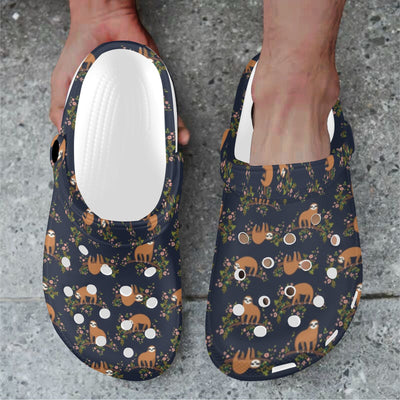 Sloth flower Design Themed Print Unisex Clogs Shoes