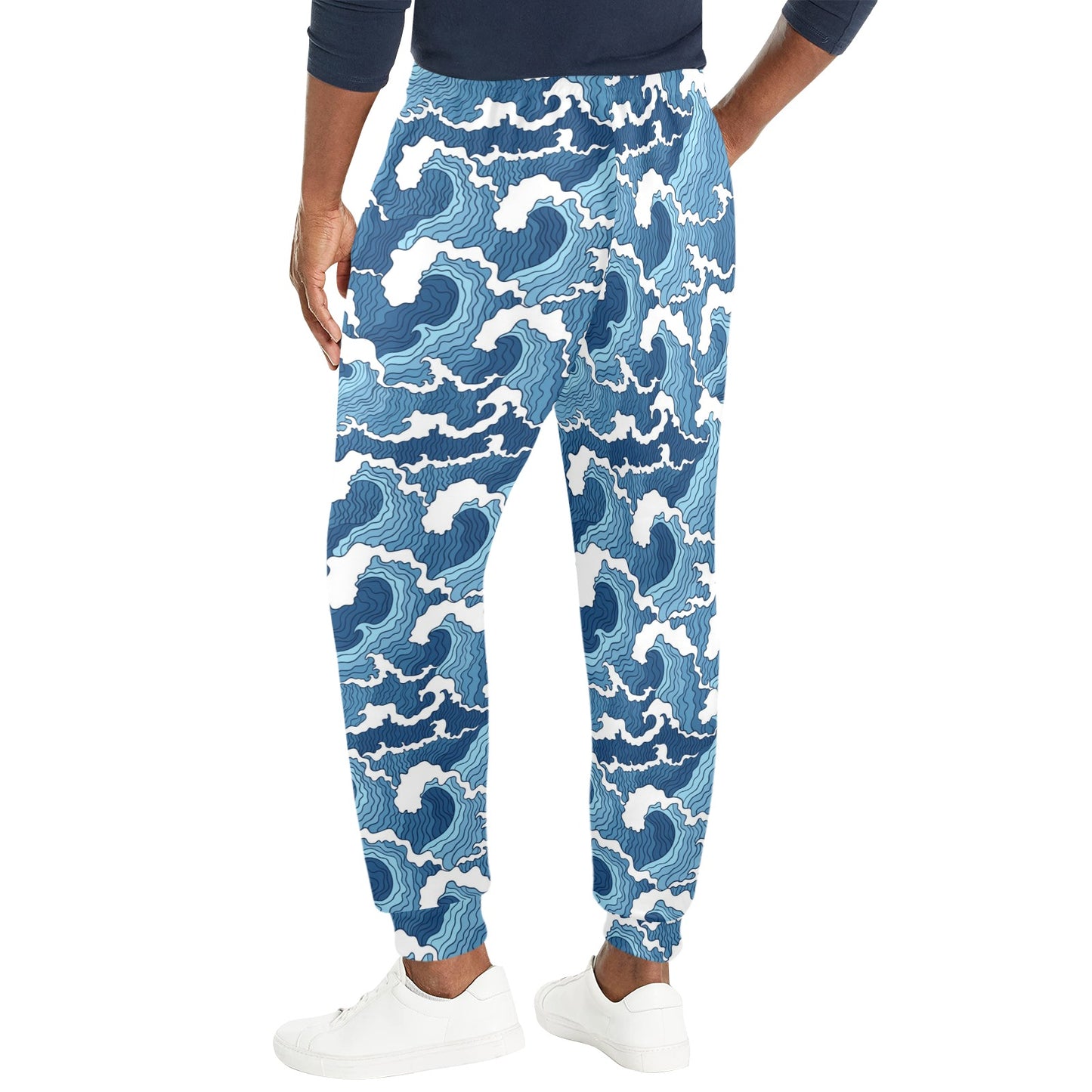 Wave Themed Pattern Print Men's Casual Track Pants