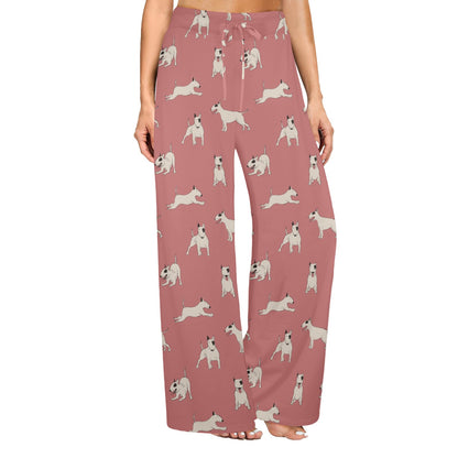 Bull Terriers Pattern Print Design 09 Women's Wide Leg Lounge Pants