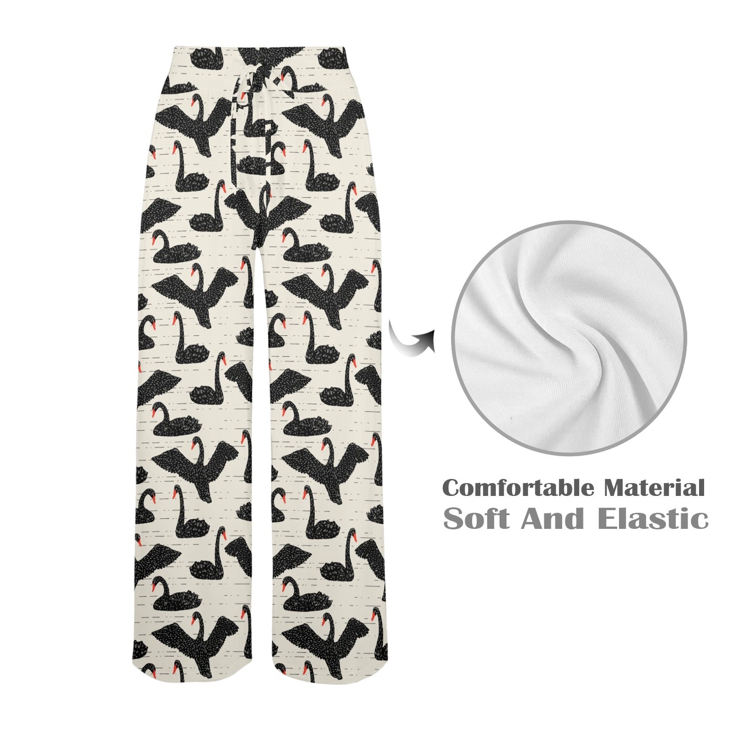 Swan Print Design LKS402 Women's Wide Leg Lounge Pants