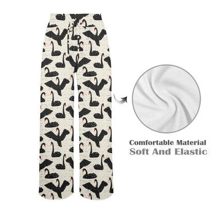 Swan Print Design LKS402 Women's Wide Leg Lounge Pants
