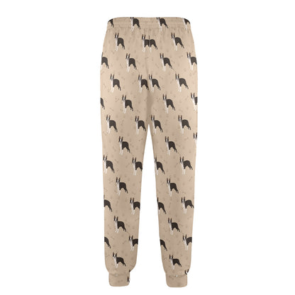 Boston Terrier Pattern Print Design 02 Men's Casual Track Pants