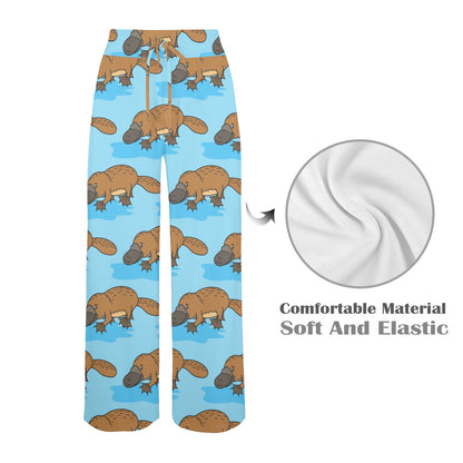 Platypus Pattern Print Design A02 Women's Wide Leg Lounge Pants