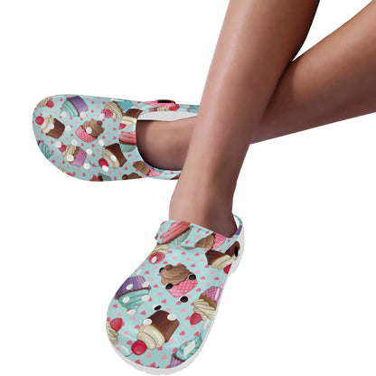 Cupcakes Fancy Heart Print Pattern Unisex Clogs Shoes