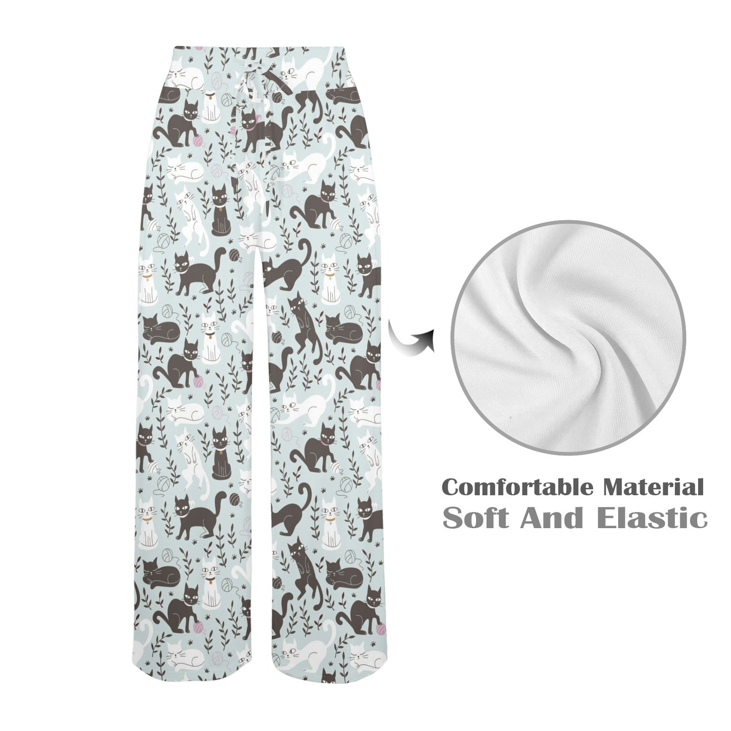 Cat Pattern Print Design 08 Women's Wide Leg Lounge Pants
