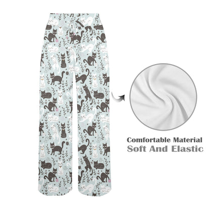 Cat Pattern Print Design 08 Women's Wide Leg Lounge Pants